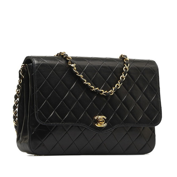 Chanel Single Lambskin Chain Matelasse Black Bag Gold Shoulder - Picture 1 of 10